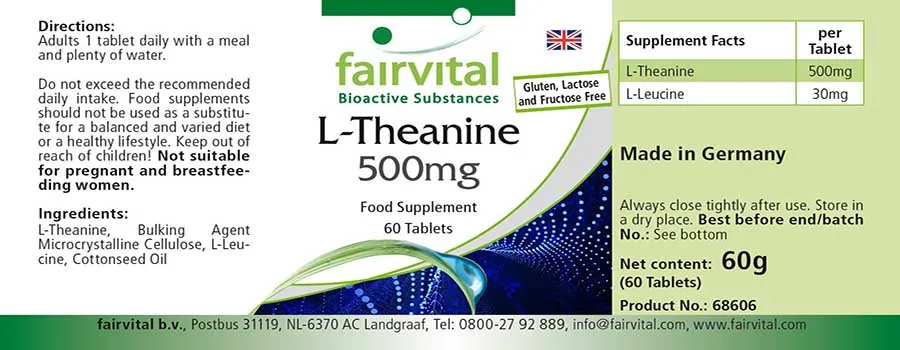 L-Theanin 500mg - 60 Tabletten - Aminosäure - Hochdosiert und Vegan | Fairvital