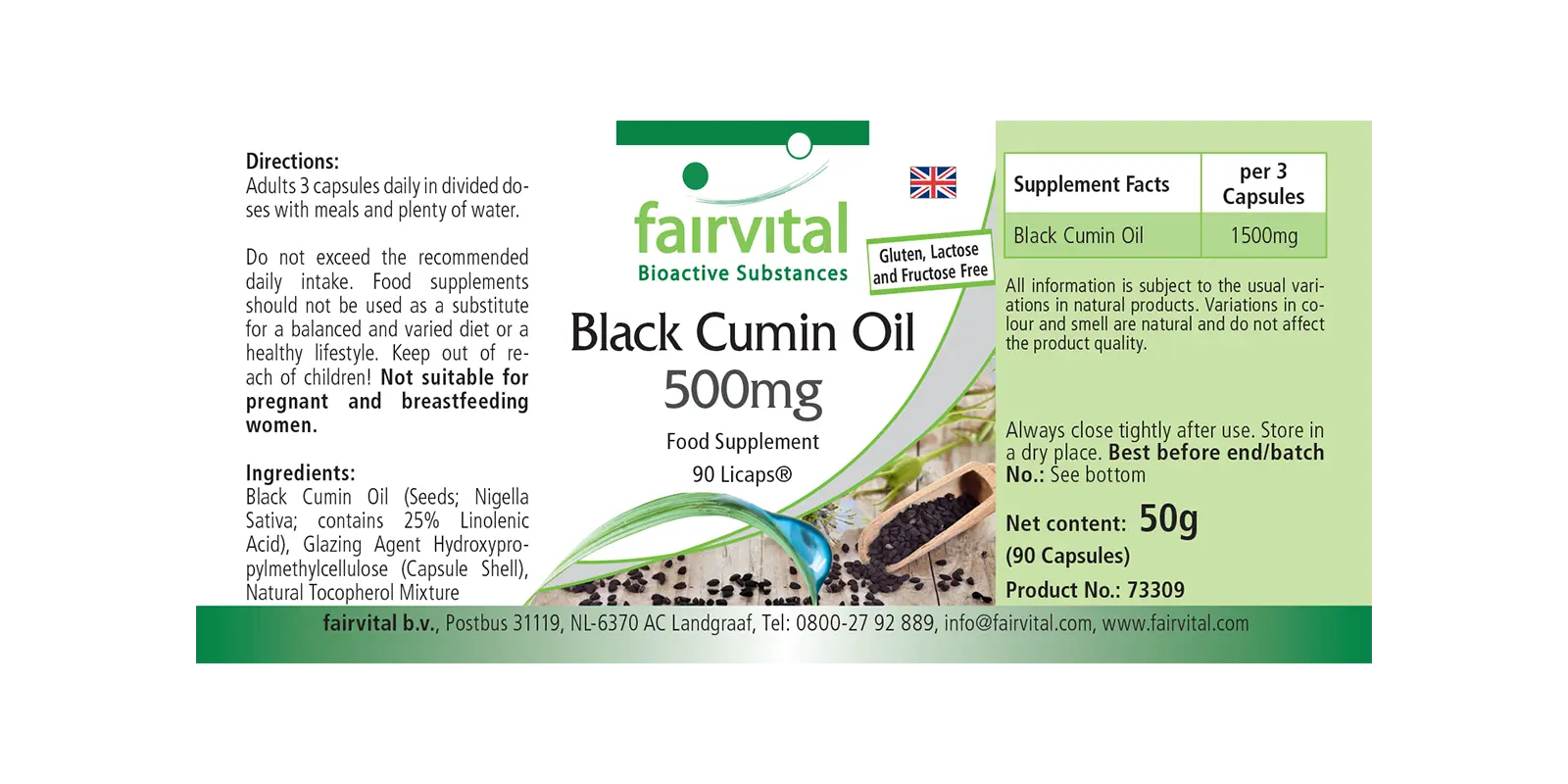 Schwarzkümmelöl 500mg Kapseln - 90 LiCaps® - Hochdosiert und Vegan | Fairvital