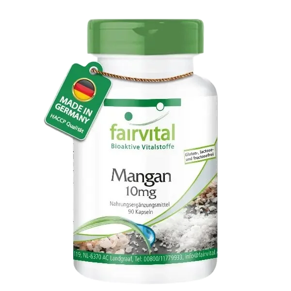 Mangan Kapseln 10mg - 90 Kapseln - Hochdosiert- Vegan | Fairvital