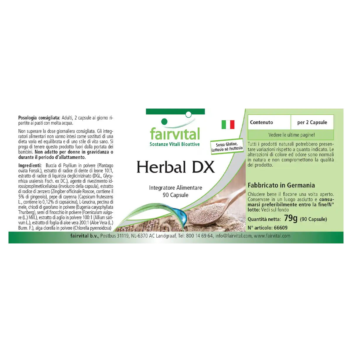Herbal DX - 90 Kapseln - mit Flohsamenschalen, Löwenzahnwurzel-Extrakt,  Chlorella und mehr - Vegan | Fairvital