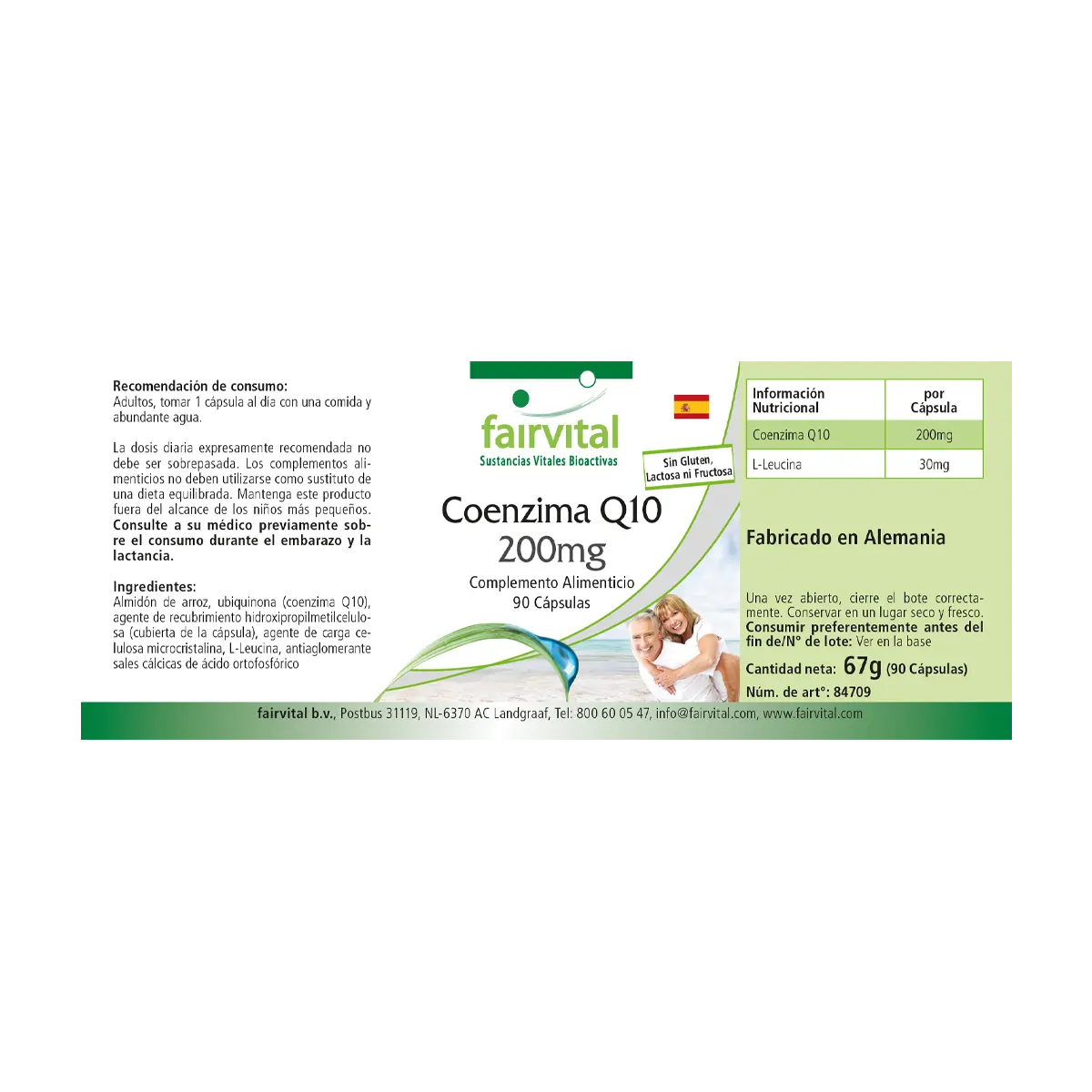 Co-Enzym Q10 200mg - 90 Kapseln - CoQ10 Ubiquinon Kapseln - Hochdosiert und Vegan | Fairvital