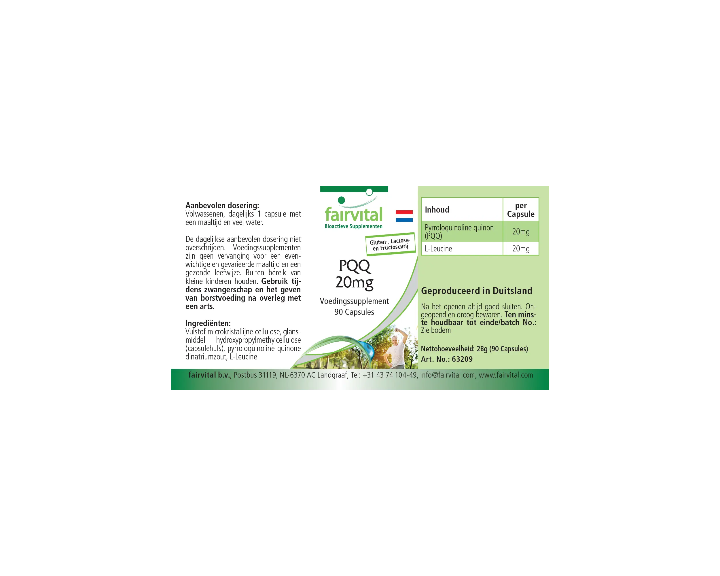 PQQ 20mg - 90 Kapseln - Pyrrolochinolinchinon-Dinatriumsalz - Hochdosiert und Vegan | Fairvital