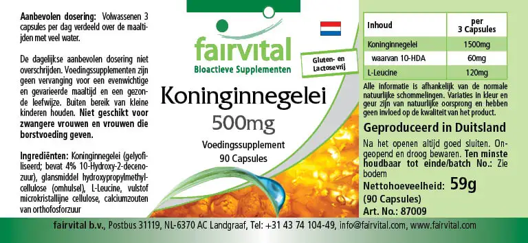 Gelee Royale 500mg - 90 Kapseln - standardisiert auf 4% 10-HDA - Hochdosiert | Fairvital