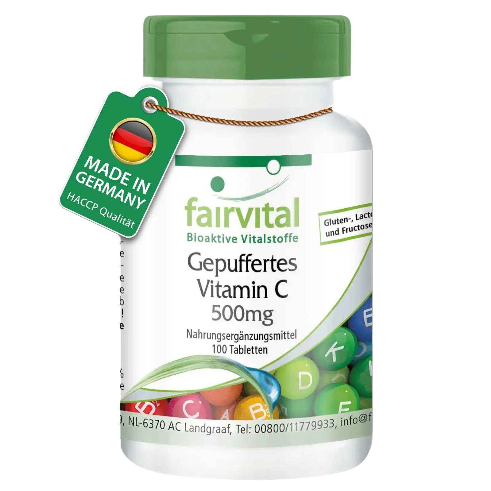 Gepuffertes Vitamin C 500mg - 100 Tabletten - für Immunsystem, Kollagenbildung uvm. - Vegan | Fairvital