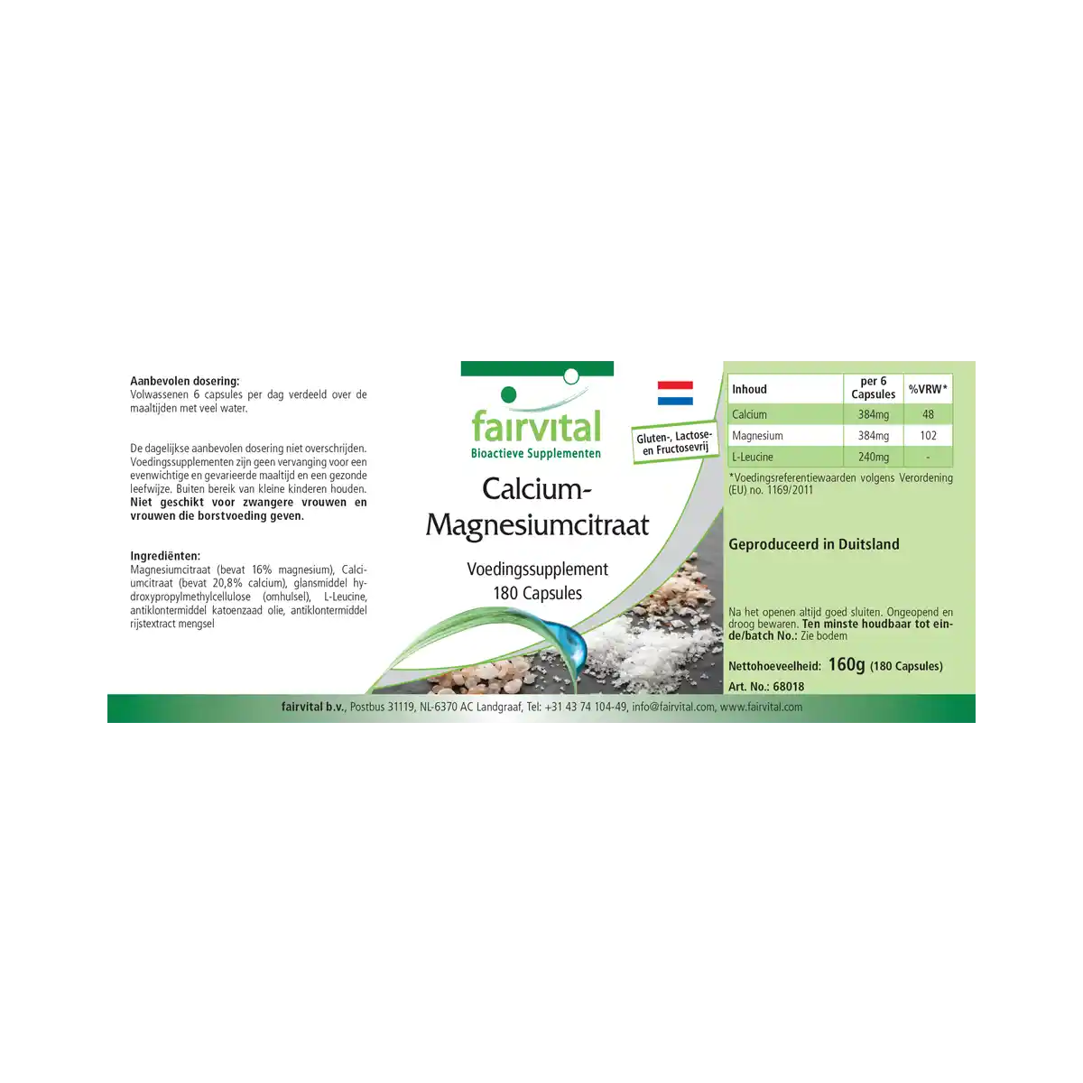 Calcium-Magnesium Citrat - 180 Kapseln - für Knochen, Zähne, Muskeln, Elektrolytgleichgewicht uvm. | Fairvital