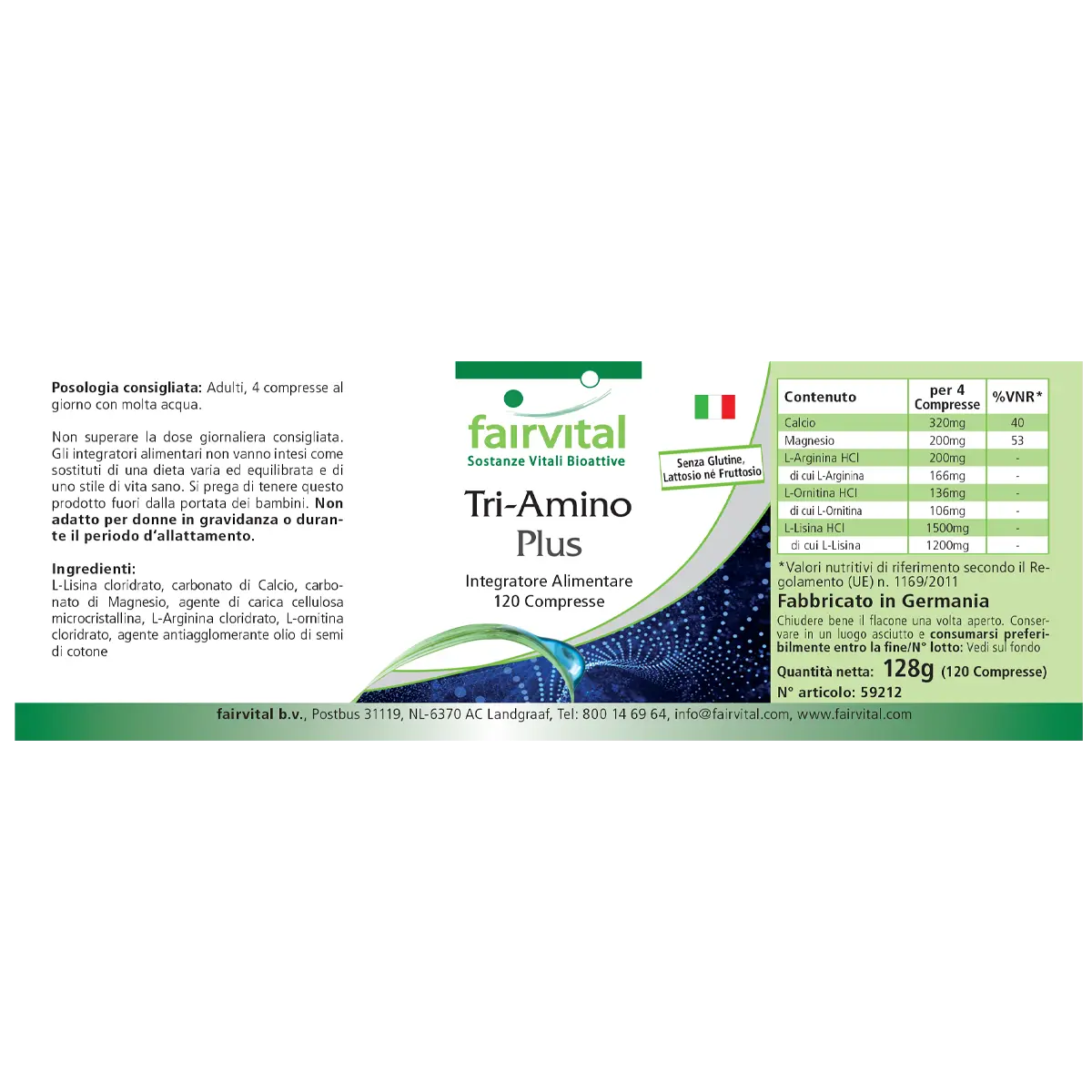 Tri-Amino Plus - 120 Tabletten - mit Calcium, Magnesium uvm. - für Knochen, Muskeln uvm. - Vegan | Fairvital