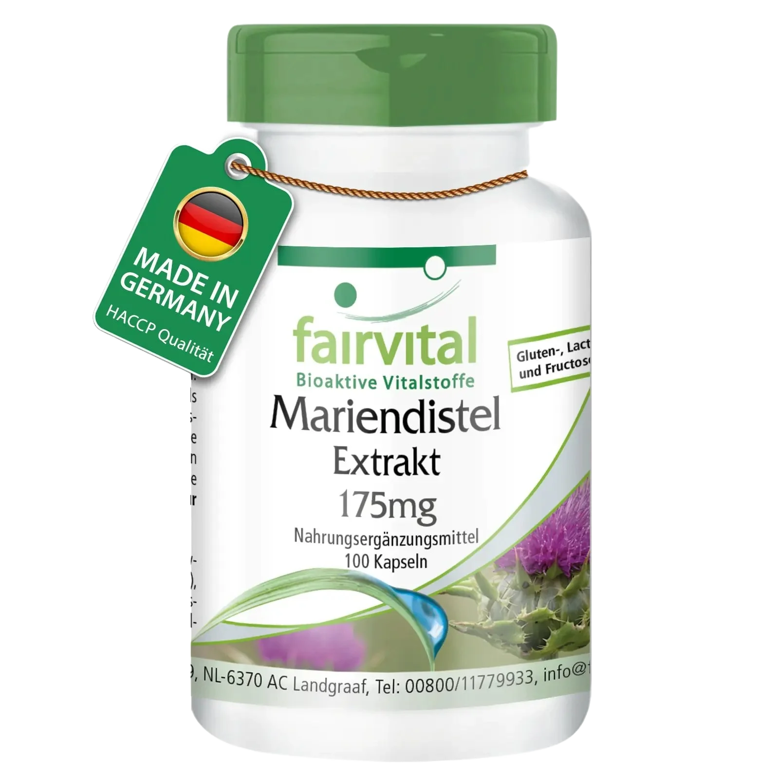 Mariendistel Extrakt 175mg - 100 Kapseln - standardisiert auf 80% Silymarin - Vegan | Fairvital