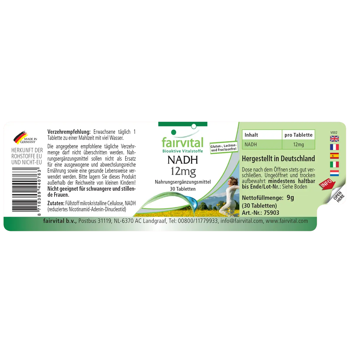 NADH 12mg - 30 Tabletten - Coenzym 1 - Hochdosiert und Vegan | Fairvital NADH 12mg - 30 Tabletten - Coenzym 1 - Hochdosiert und Vegan | Fairvital