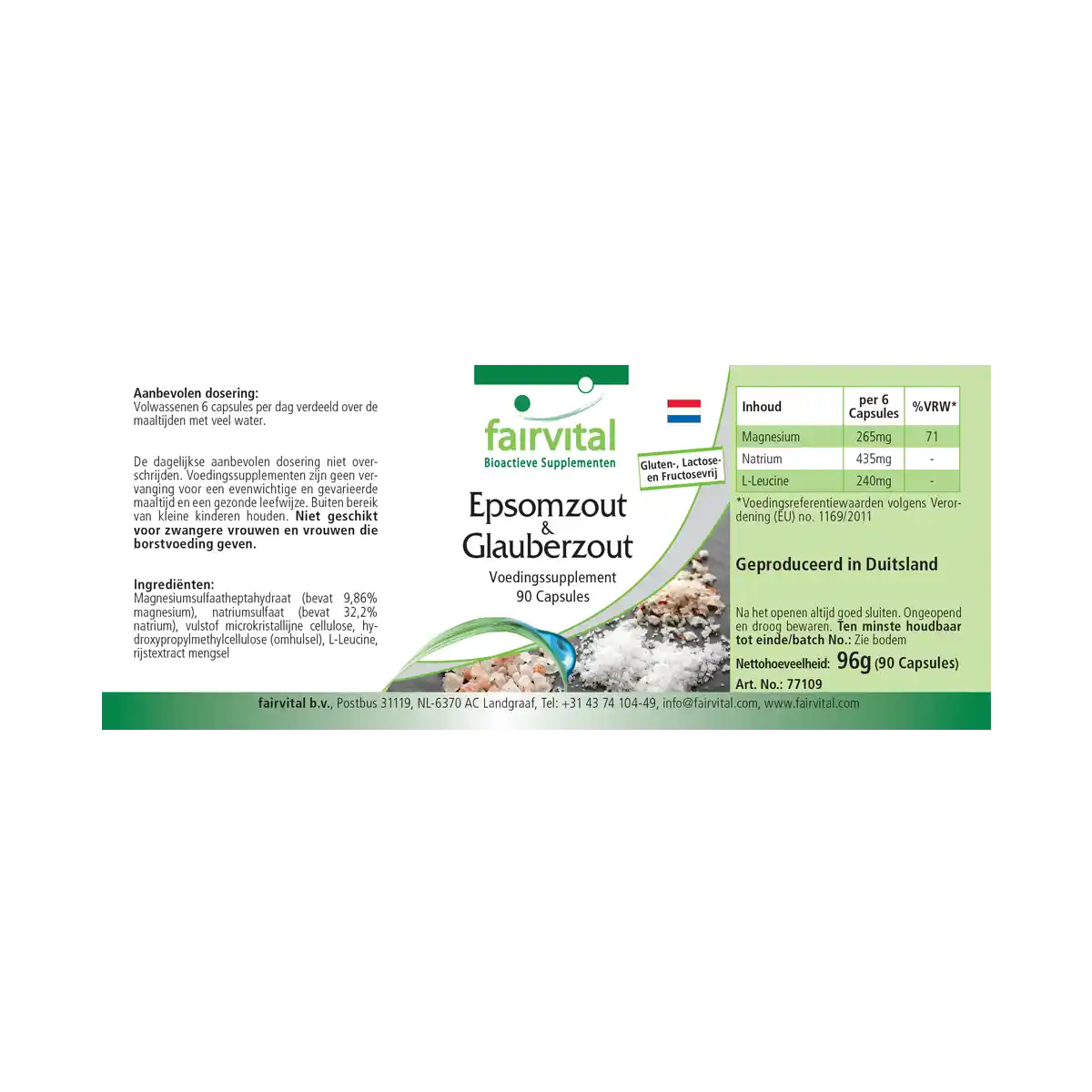 Bittersalz und Glaubersalz - 90 Kapseln - mit Magnesiumsulfat - für Muskeln, Elektrolytgleichgewicht uvm. | Fairvital