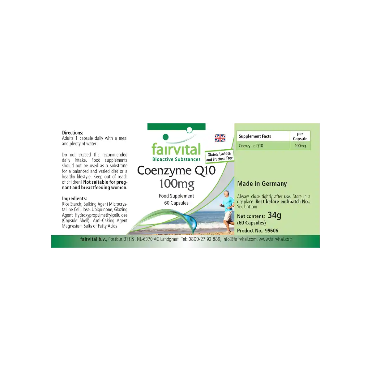 Co-Enzym Q10 100mg - 60 Kapseln - CoQ10 Ubiquinon Kapseln - Hochdosiert und Vegan | Fairvital