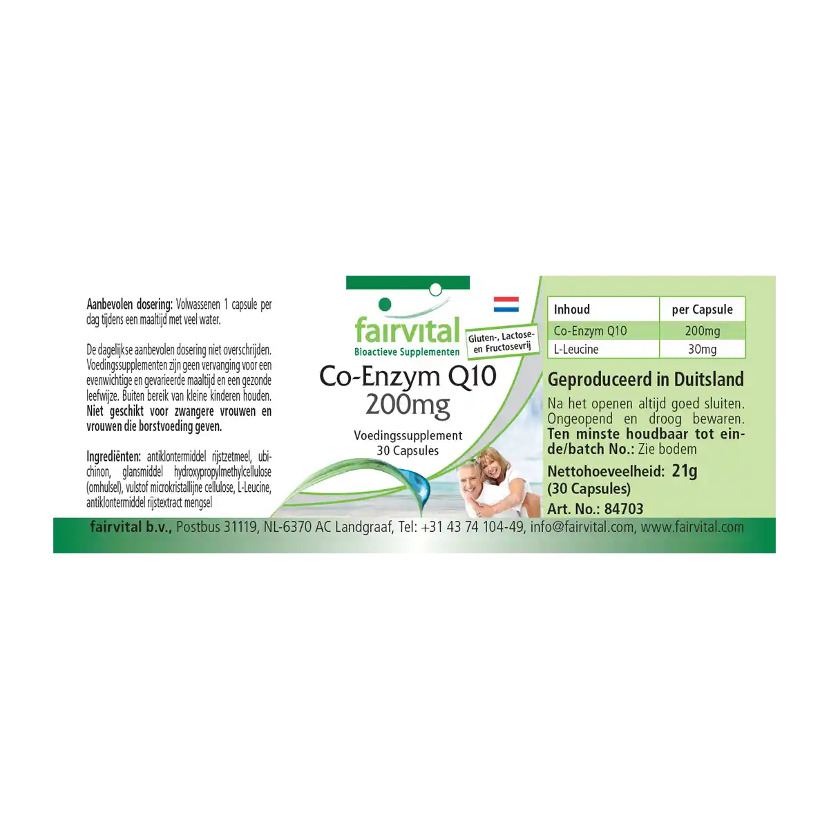 Co-Enzym Q10 200mg - 30 Kapseln - CoQ10 Ubiquinon Kapseln - Hochdosiert und Vegan | Fairvital