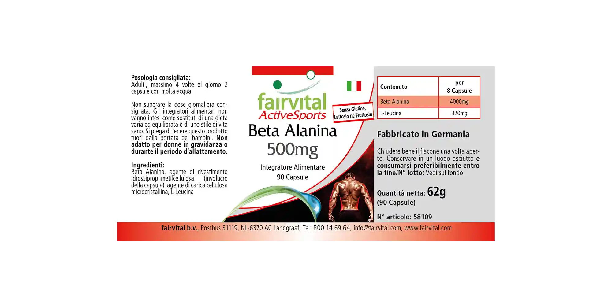 Beta Alanin 500mg - beliebte Aminosäure - 90 Kapseln - Hochdosiert und Vegan | Fairvital