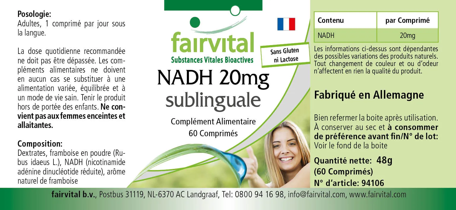 NADH 20mg sublingual-60 Tabletten zum Lutschen-Vegan | Fairvital
