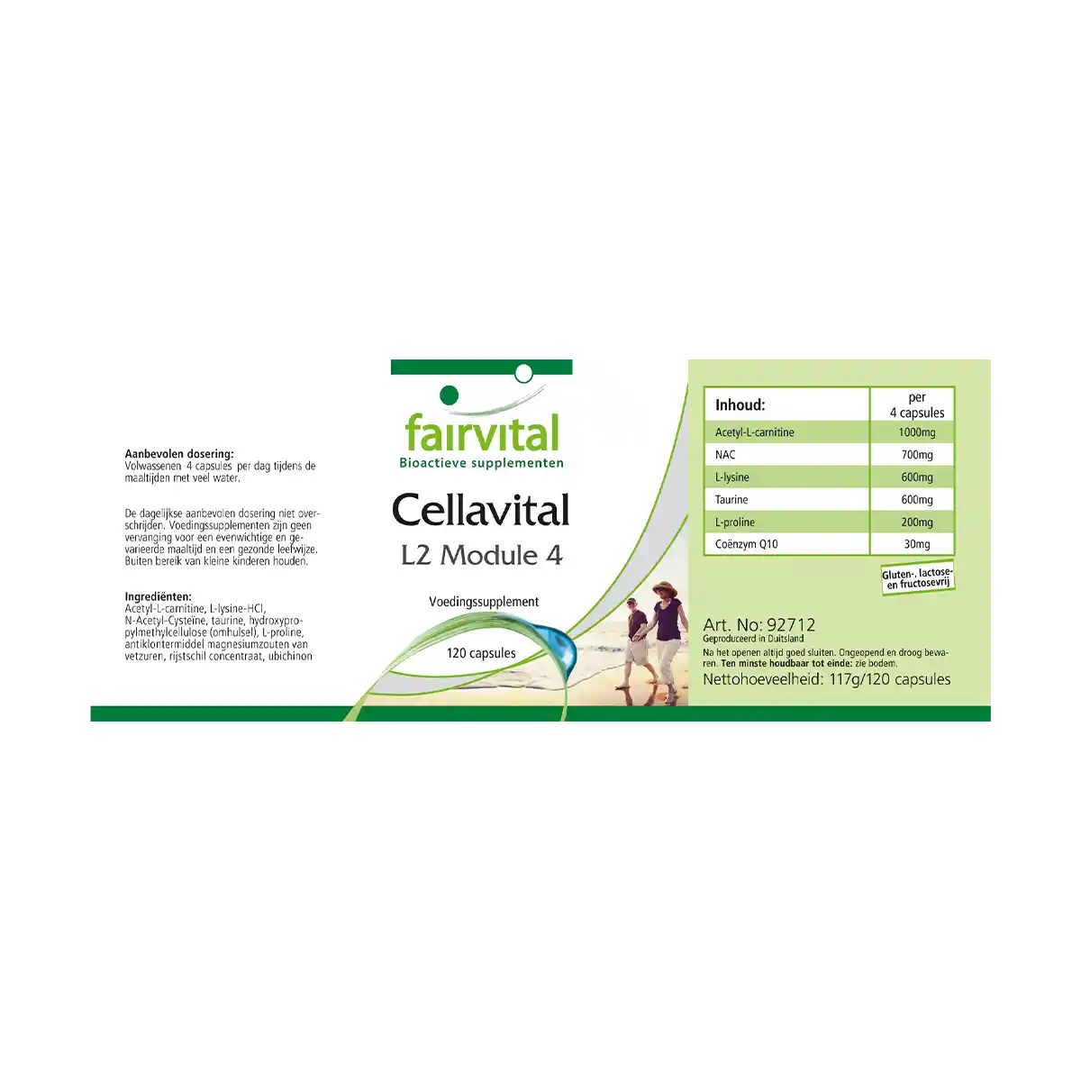 Cellavital - 120 Kapseln -  mit Acetyl-L-Carnitin, Taurin, Q10 und mehr - Hochdosiert und Vegan | Fairvital