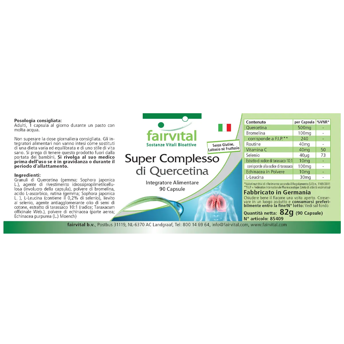 Super Quercetin Komplex - 90 Kapseln - mit Selen, Vitamin C uvm. - für Immunsystem, Schilddrüse uvm. | Fairvital