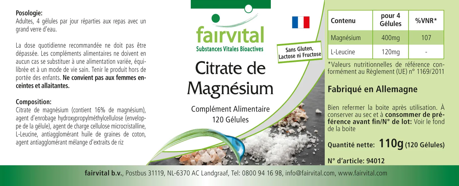 Magnesiumcitrat-120 Kapseln-Vegan | Fairvital
