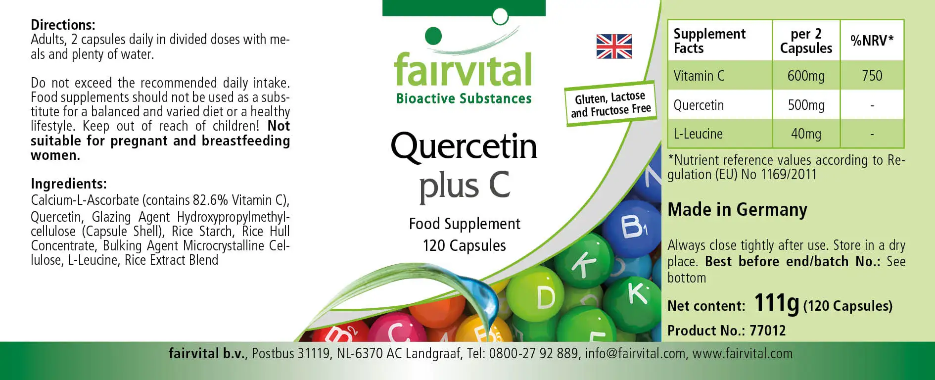 Quercetin plus C -  120 Kapseln - mit Vitamin C - für Immunsystem, Kollagenbildung uvm. | Fairvital