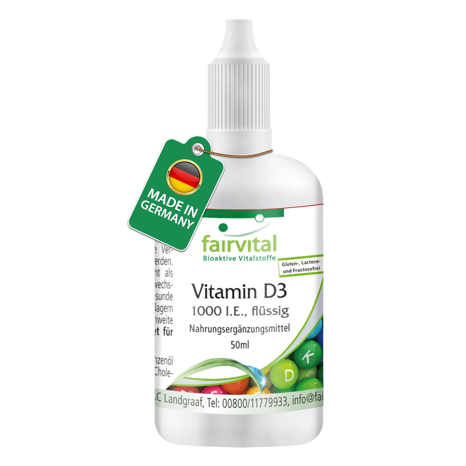 Vitamin D3 flüssig 1000 I.E. pro Tropfen | Fairvital