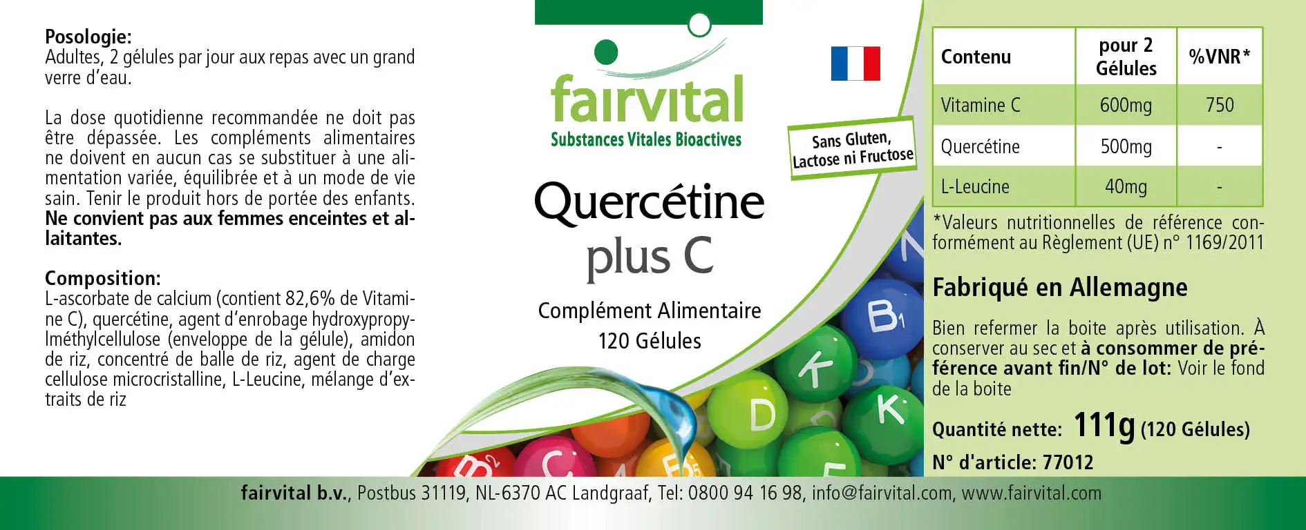Quercetin plus C -  120 Kapseln - mit Vitamin C - für Immunsystem, Kollagenbildung uvm. | Fairvital
