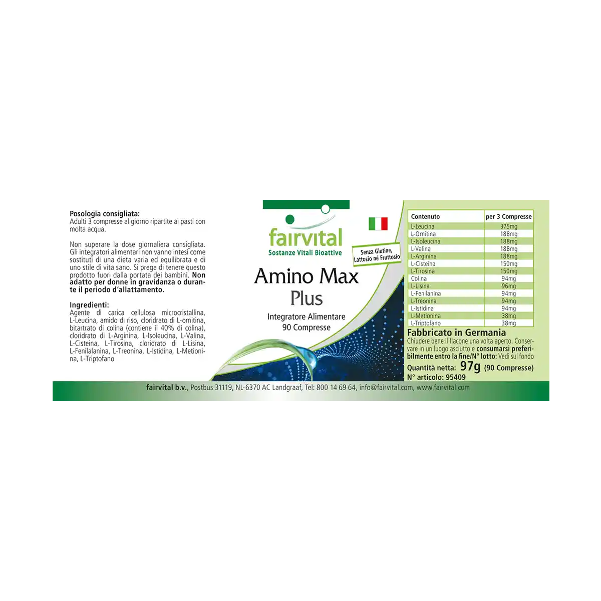 Amino Max Plus -für Leberfunktion und Fettstoffwechsel - 90 Tabletten - Hochdosiert und Vegan | Fairvital