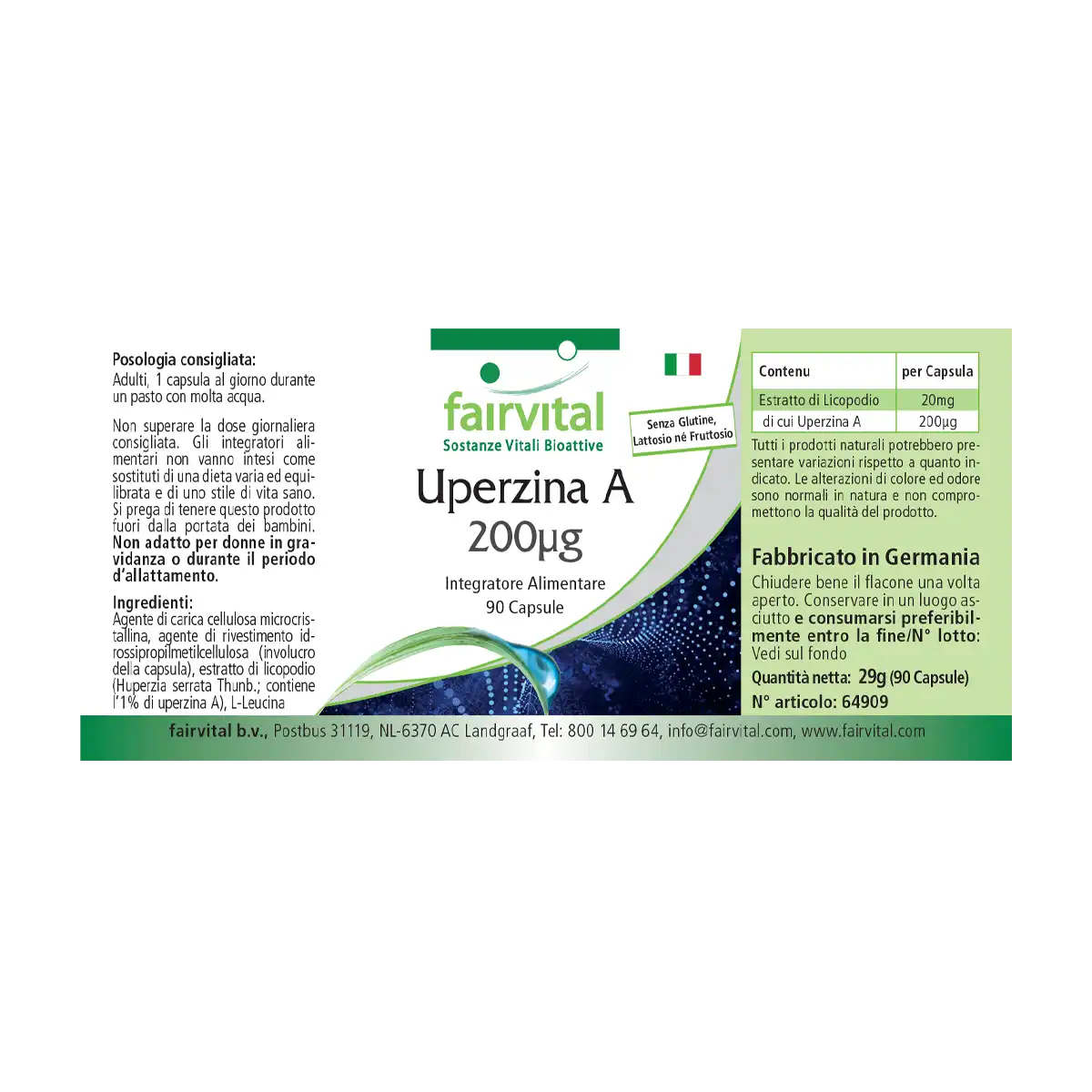 Huperzin A 200µg - 90 Kapseln - aus Bärlapp-Extrakt - Hochdosiert und Vegan | Fairvital
