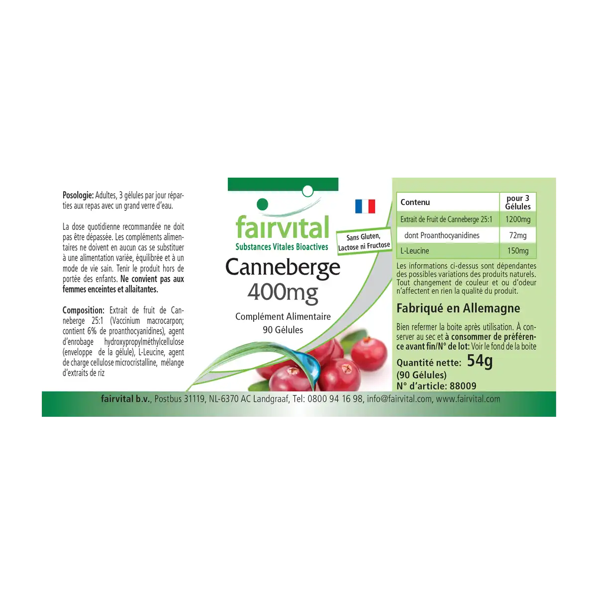 Cranberry 400mg - 90 Kapseln - Hochdosiert und Vegan | Fairvital