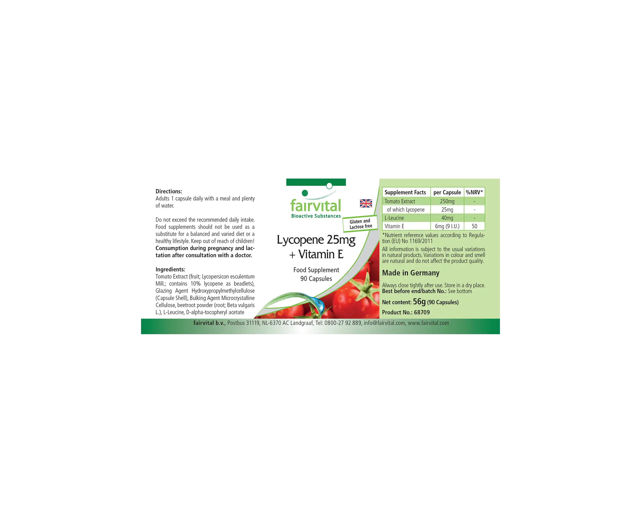 Lycopin 25mg + Vitamin E - 90 Kapseln - für Zellschutz - Vegan | Fairvital