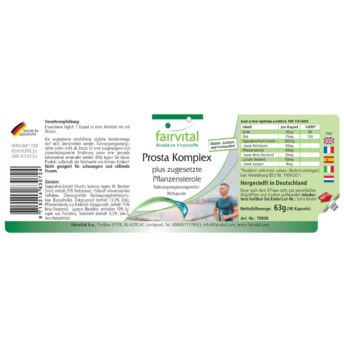 Prosta Komplex + zugesetzte Pflanzensterole - 90 Kapseln - mit Zink, Selen - für Immunsystem, Zellteilung uvm. | Fairvital