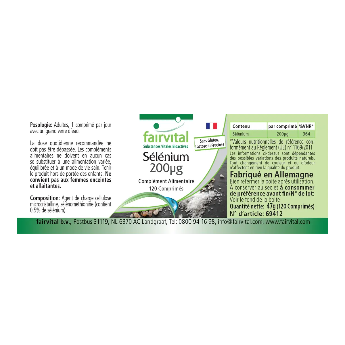 Selen 200µg aus Selenomethionin - 120 Tabletten - für Schilddrüse, Haare, Immunsystem - Hochdosiert und Vegan | Fairvital