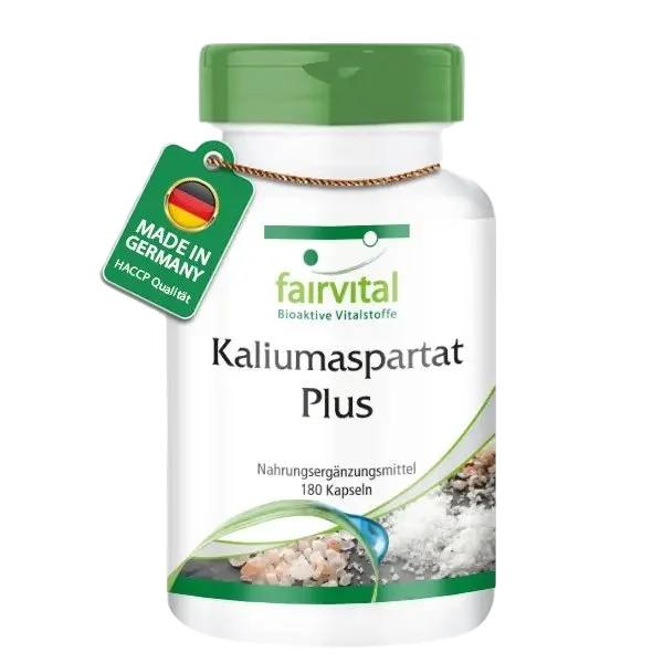 Kaliumaspartat Plus - 180 Kapseln - mit Vitamin B3 Niacin & Vitamin B6 - für Musklen, Immunsystem und Blutdruck | Fairvital Kaliumaspartat Plus - 180 Kapseln - mit Vitamin B3 Niacin & Vitamin B6 - für Musklen, Immunsystem und Blutdruck | Fairvital