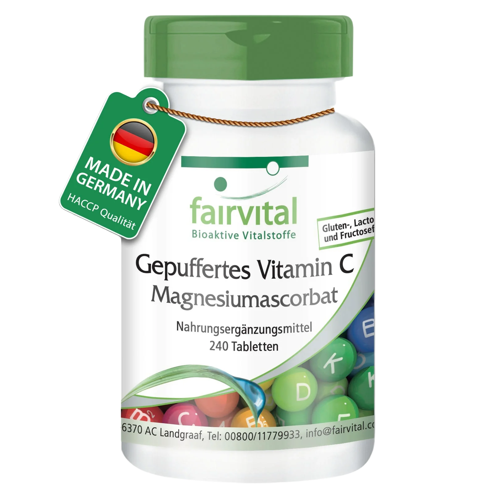 Gepuffertes Vitamin C als Magnesiumascorbat - 240 Tabletten - für Immunsystem, Kollagenbildung uvm. | Fairvital