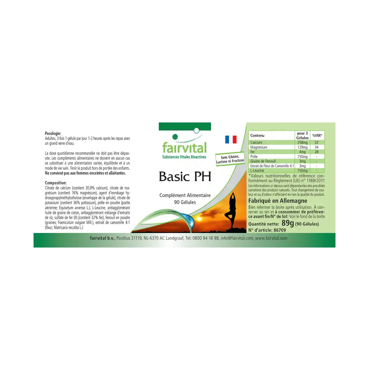 Basic PH - Basen-Kapseln - 90 Kapseln - mit Calcium, Magnesium uvm. - für Knochen, Muskeln uvm. | Fairvital