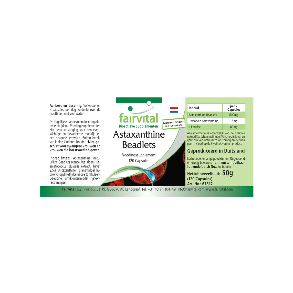 Astaxanthin Beadlets mikroverkapselt - 120 Kapseln - Hochdosiert und Vegan | Fairvital