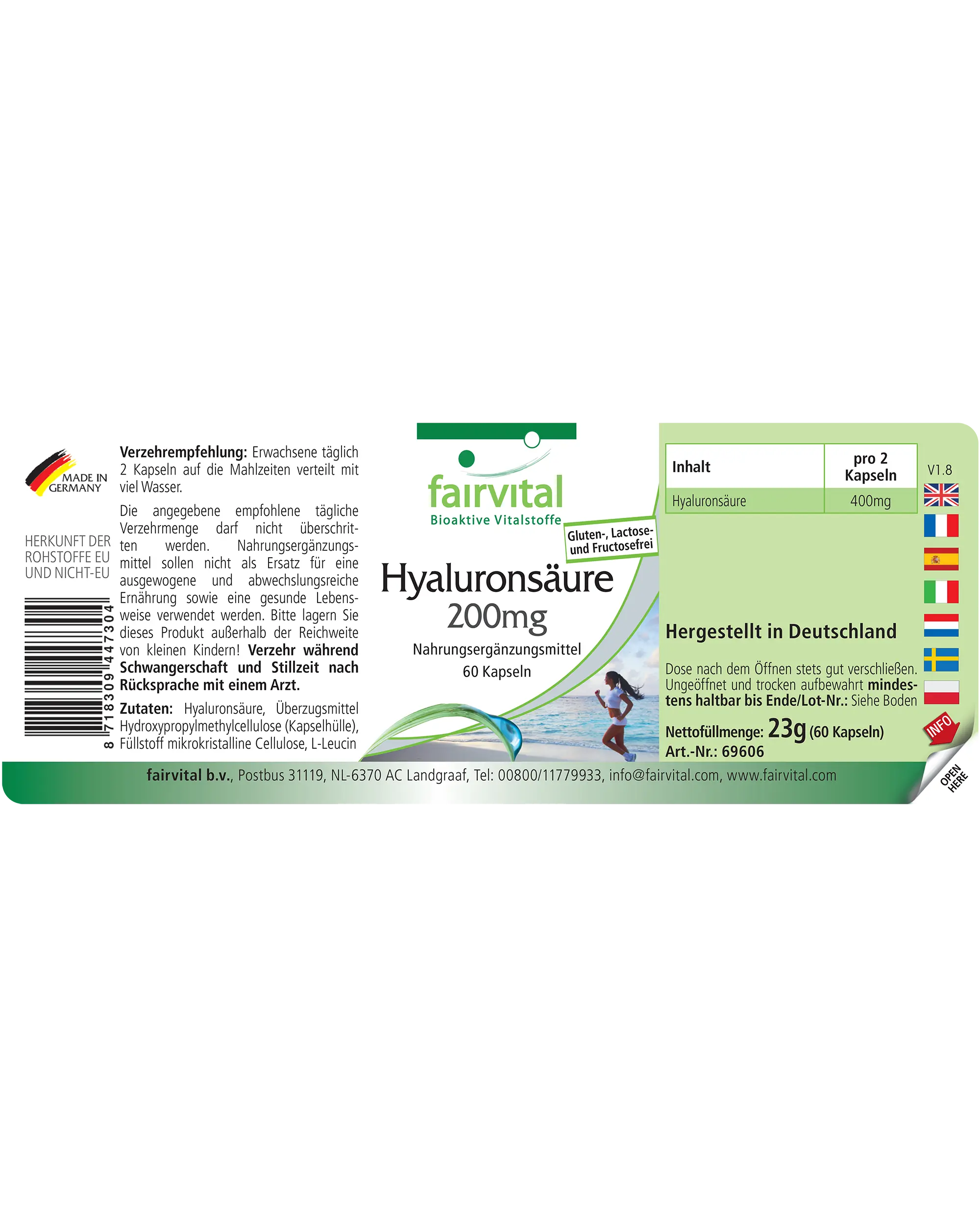 Hyaluronsäure 200mg - 60 Kapseln - Vegan | Fairvital