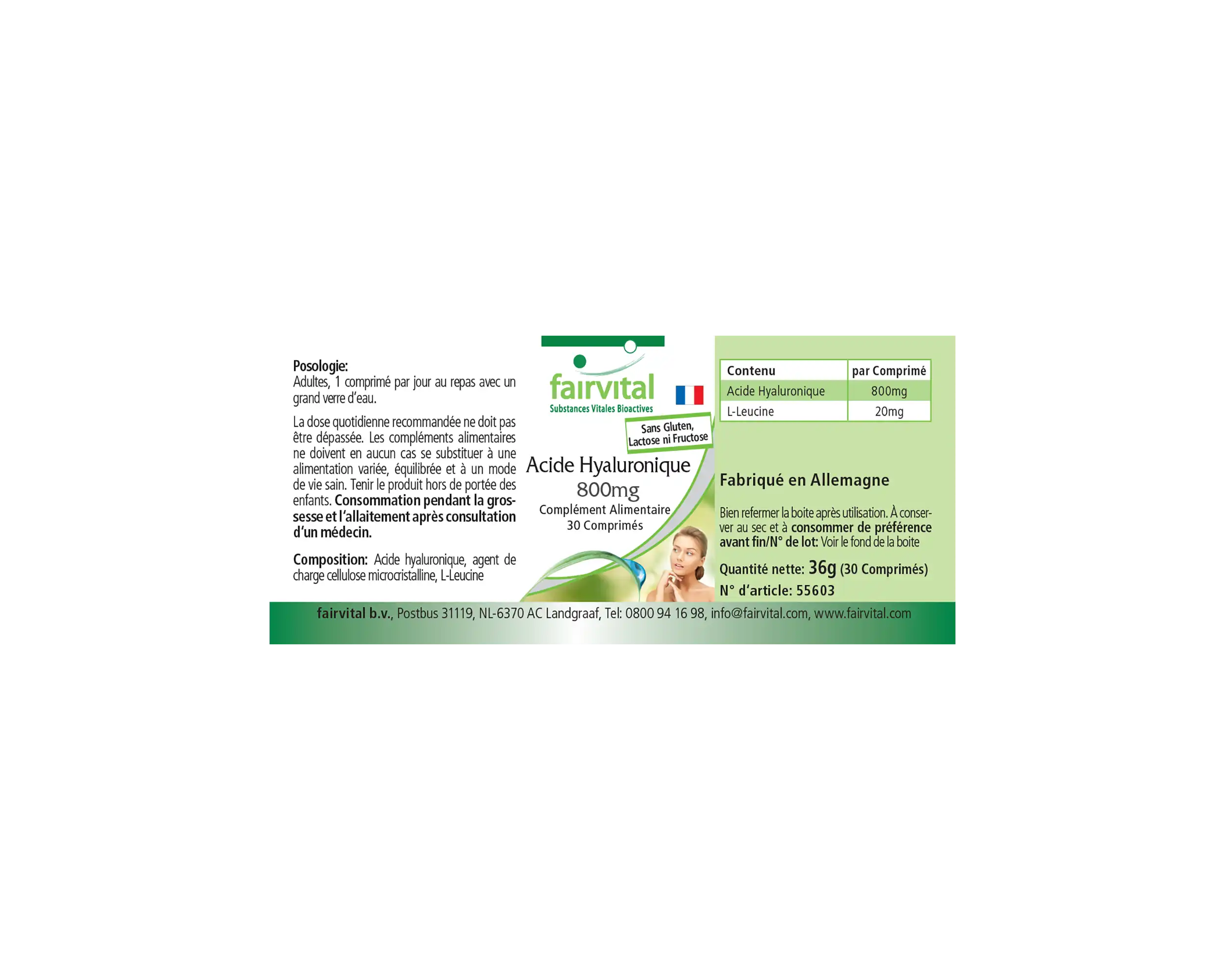 Hyaluronsäure 800mg - 30 Tabletten - Sehr Hochdosiert und Vegan | Fairvital