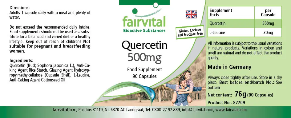 Quercetin 500mg - 90 Kapseln - Antioxidans - Hochdosiert und Vegan | Fairvital