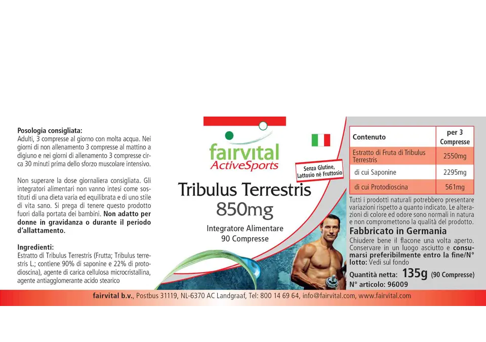 Tribulus Terrestris Extrakt 850mg - 90 Tabletten- HOCHDOSIERT & VEGAN | Fairvital