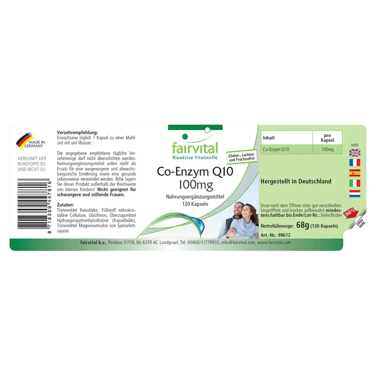 Co-Enzym Q10 100mg - 120 Kapseln - CoQ10 Ubiquinon Kapseln - Hochdosiert und Vegan | Fairvital