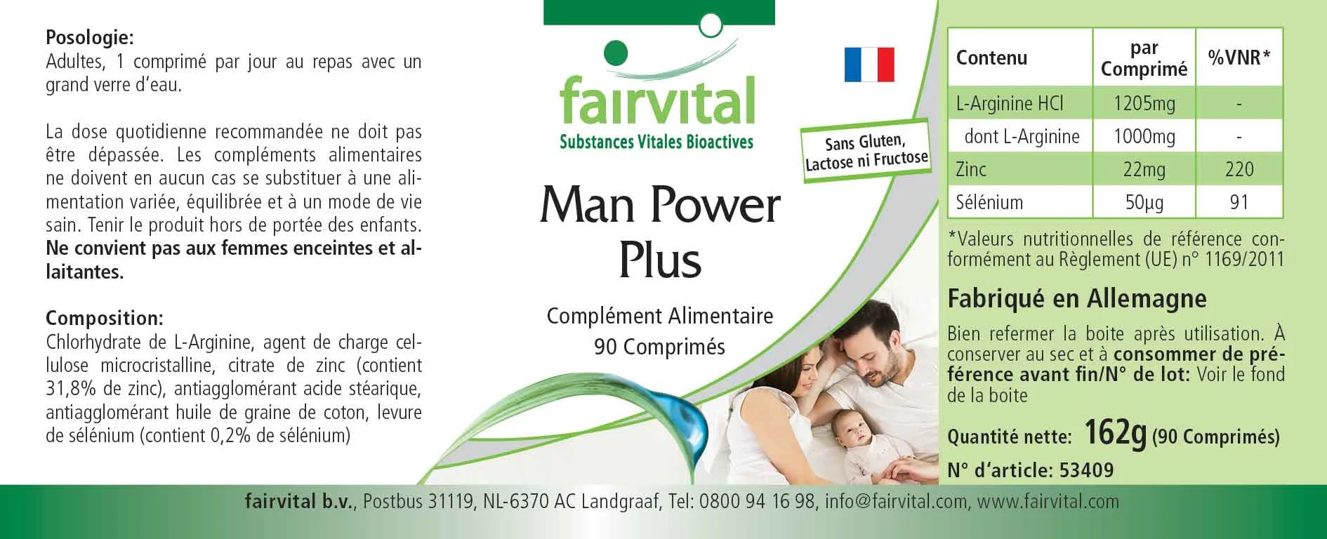 Man Power Plus - 90 Tabletten - mit Zink, Selen - für Haut, Haare, Schilddrüse, Sehkraft, Immunsystem uvm. | Fairvital