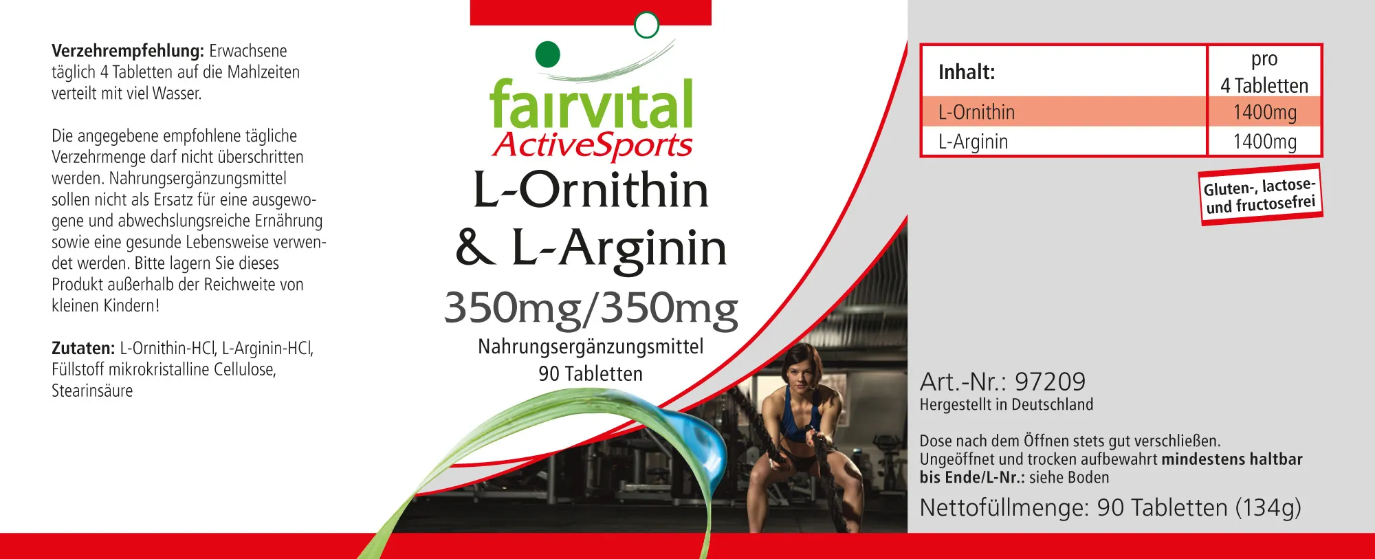 L-Ornithin & L-Arginin 350mg/350mg - 90 Tabletten - HOCHDOSIERT - VEGAN - Aminosäuren | Fairvital