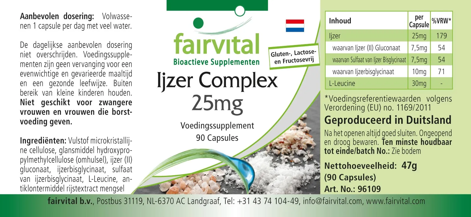 Eisen-Komplex 25mg - 90 Kapseln - Hochdosiert und Vegan | Fairvital
