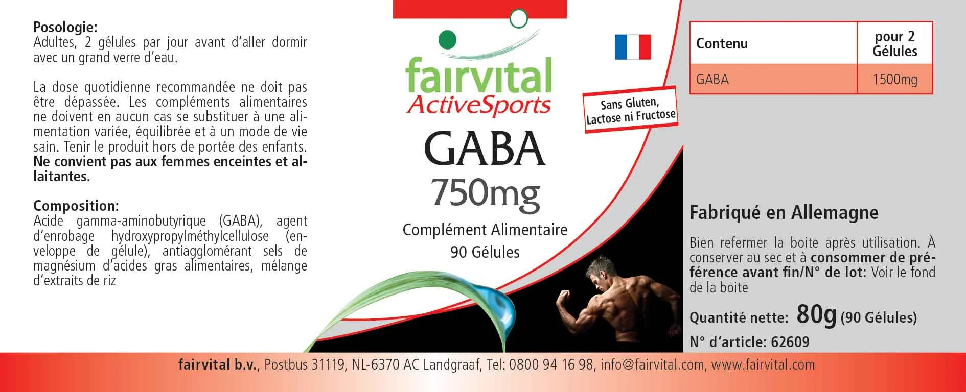GABA 750mg - 90 Kapseln - Gamma-Aminobuttersäure - Hochdosiert und Vegan | Fairvital
