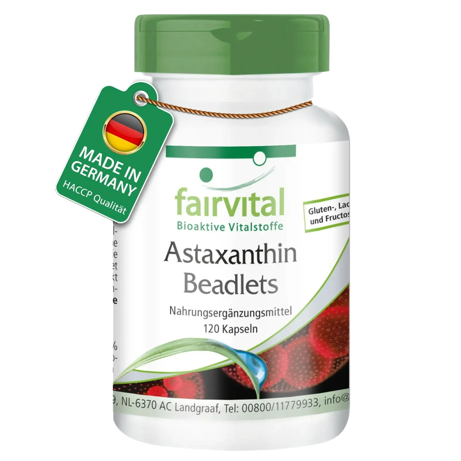 Astaxanthin Beadlets mikroverkapselt - 120 Kapseln - Hochdosiert und Vegan | Fairvital