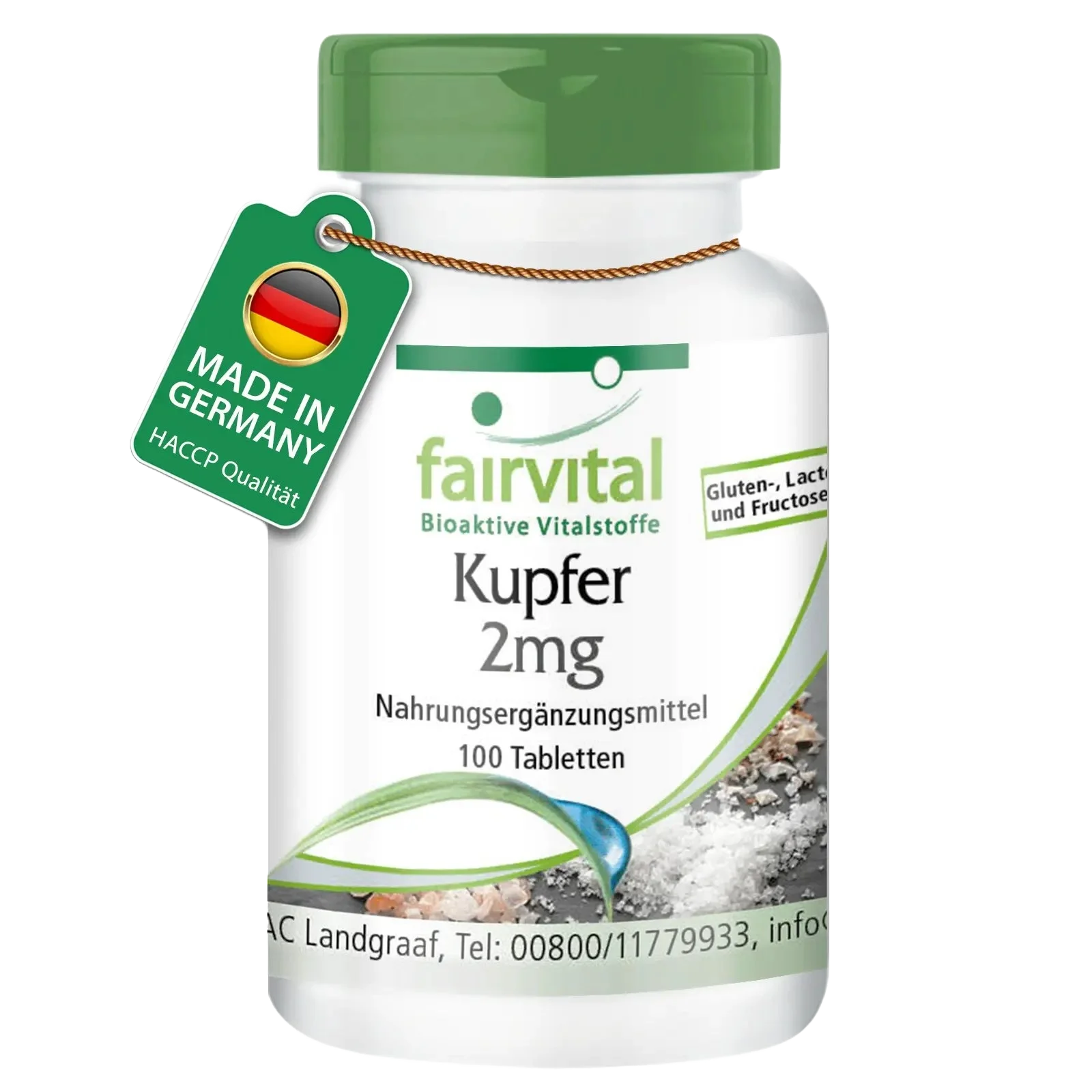Kupfer 2mg - 100 Tabletten - für Immunsystem, Eisentransport uvm. - Vegan | Fairvital