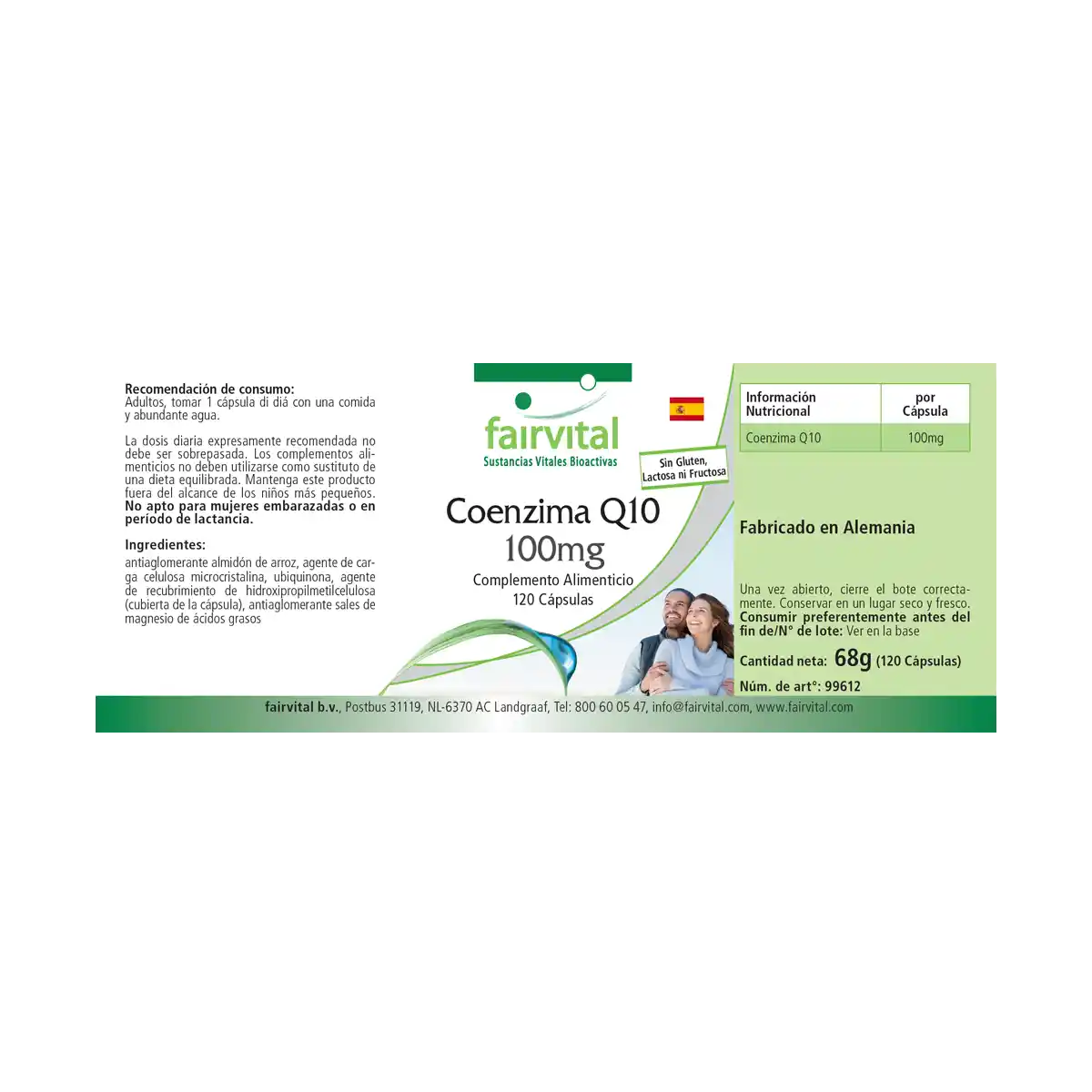 Co-Enzym Q10 100mg - 120 Kapseln - CoQ10 Ubiquinon Kapseln - Hochdosiert und Vegan | Fairvital