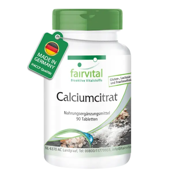 Calciumcitrat mit 300mg Calcium - für Knochen, Zähne und Muskeln - 90 Tabletten - abgedeckter Bedarf - Hochdosiert und Vegan | Fairvital