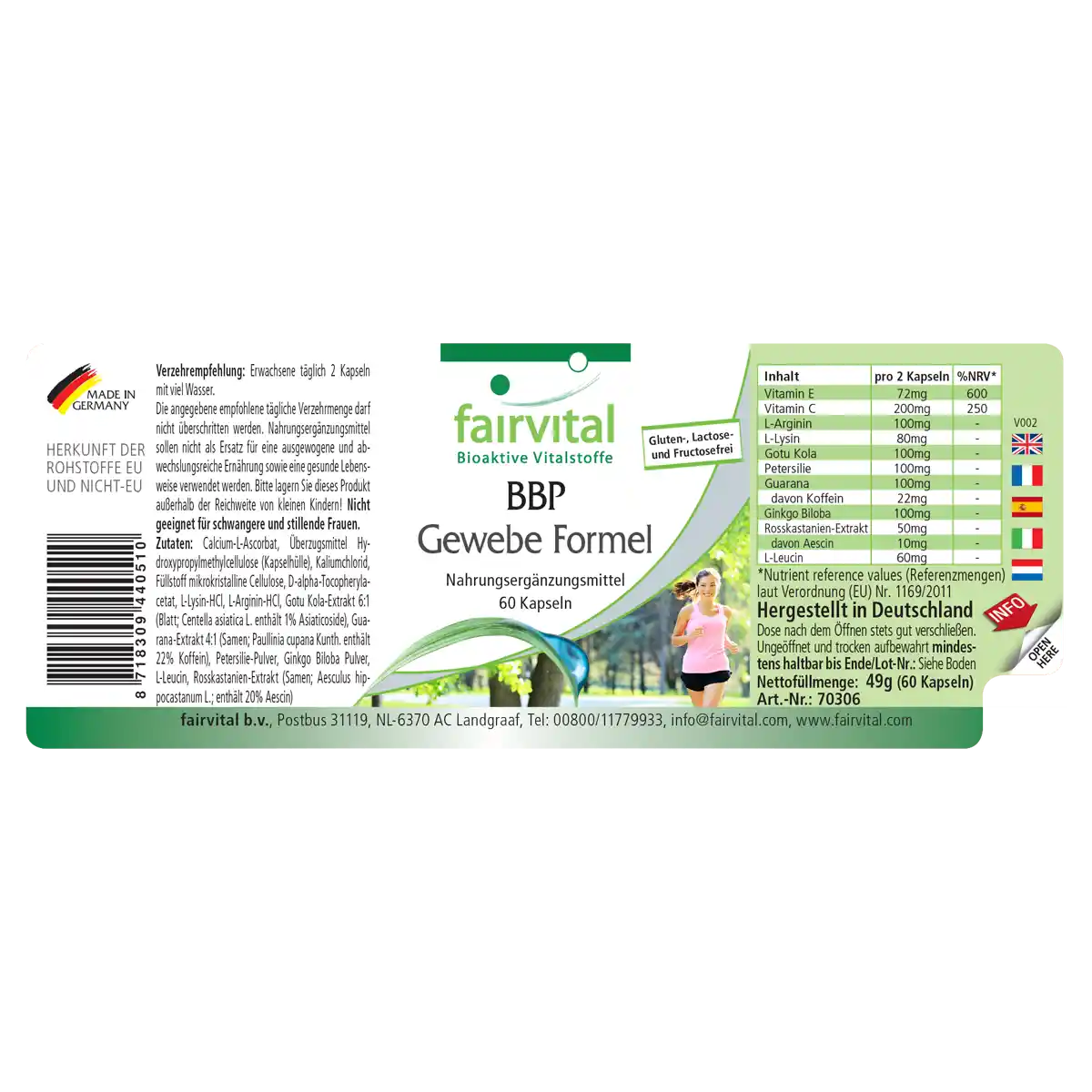 BBP Gewebe Formel - 60 Kapseln - mit Vitamin E, Vitamin C - für Immunsystem, Kollagen uvm. - Vegan | Fairvital