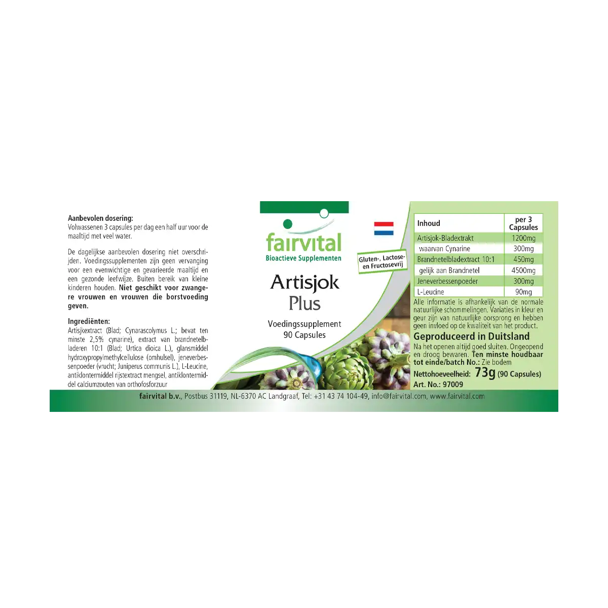 Artischocke Plus - mit Artischocke, Brennnessel und Wacholder - 90 Kapseln - Vegan | Fairvital