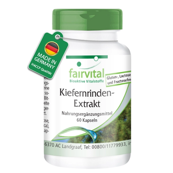 Kiefernrinden-Extrakt 100mg- 60 Kapseln - 95% Proanthocyanidine - VEGAN | Fairvital