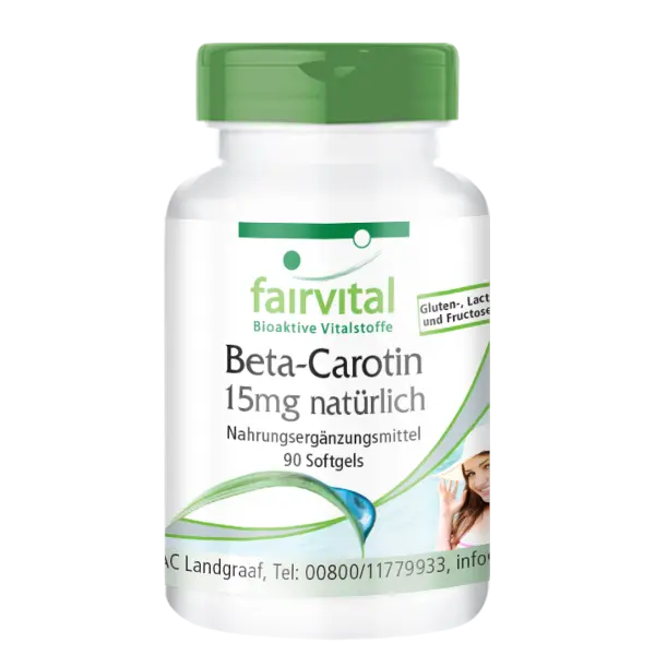 Beta Carotin 15mg natürlich - Beta Carotin 25.000 IE - 90 Softgels - Hochdosiert | Fairvital Beta Carotin 15mg natürlich - Beta Carotin 25.000 IE - 90 Softgels - Hochdosiert | Fairvital